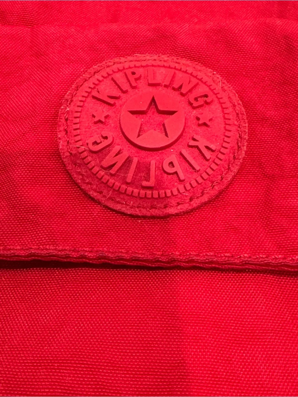 Kipling Red Nylon Pouch with Black Logo Pull
